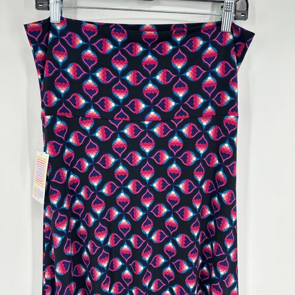 Lularoe Strapless Maxi Dress A Line Tube Abstract Print High Low Hem Blue Red - Picture 6 of 8